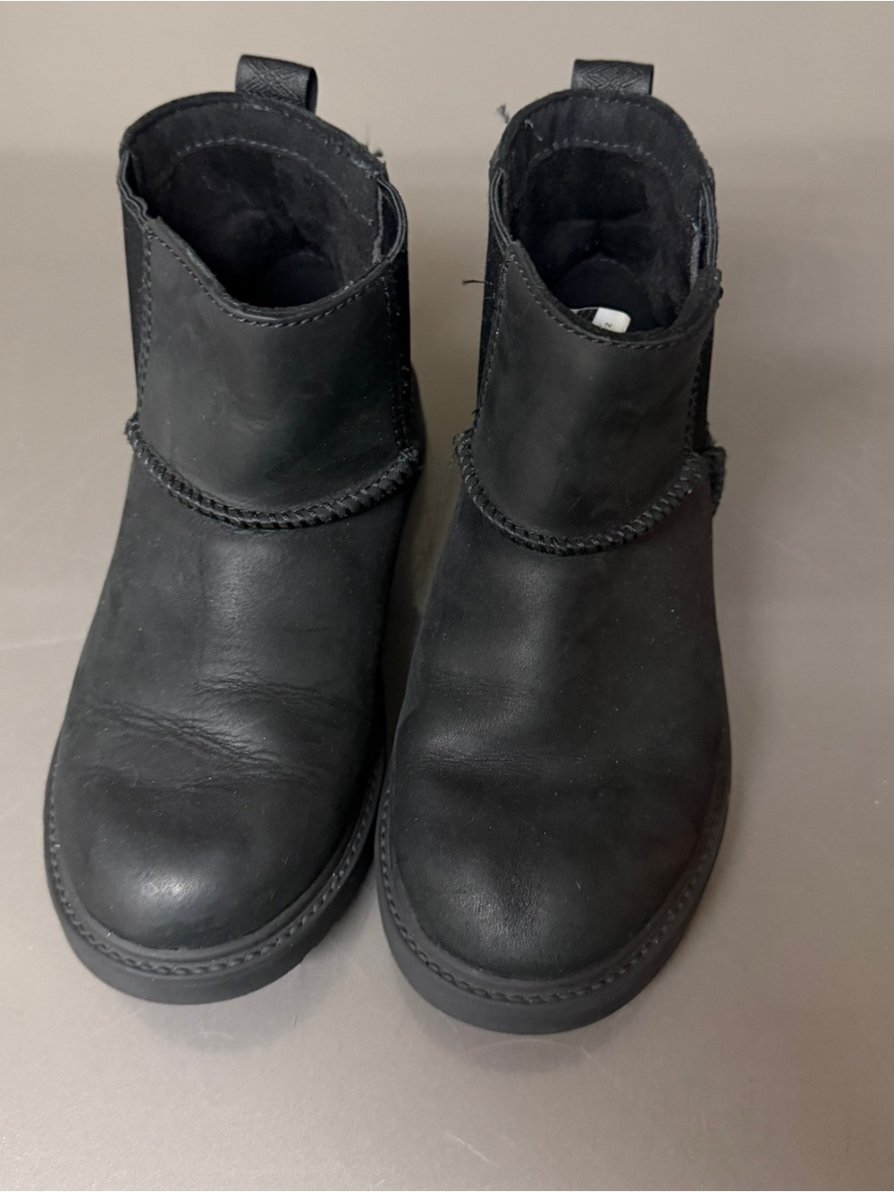 UGG Kids Black Ankle Boots with Braided Trim